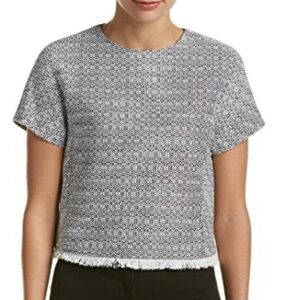 Brooks Brothers Women’s Tweed Fringe Top Size 14 Fall Old Money Coastal NWT